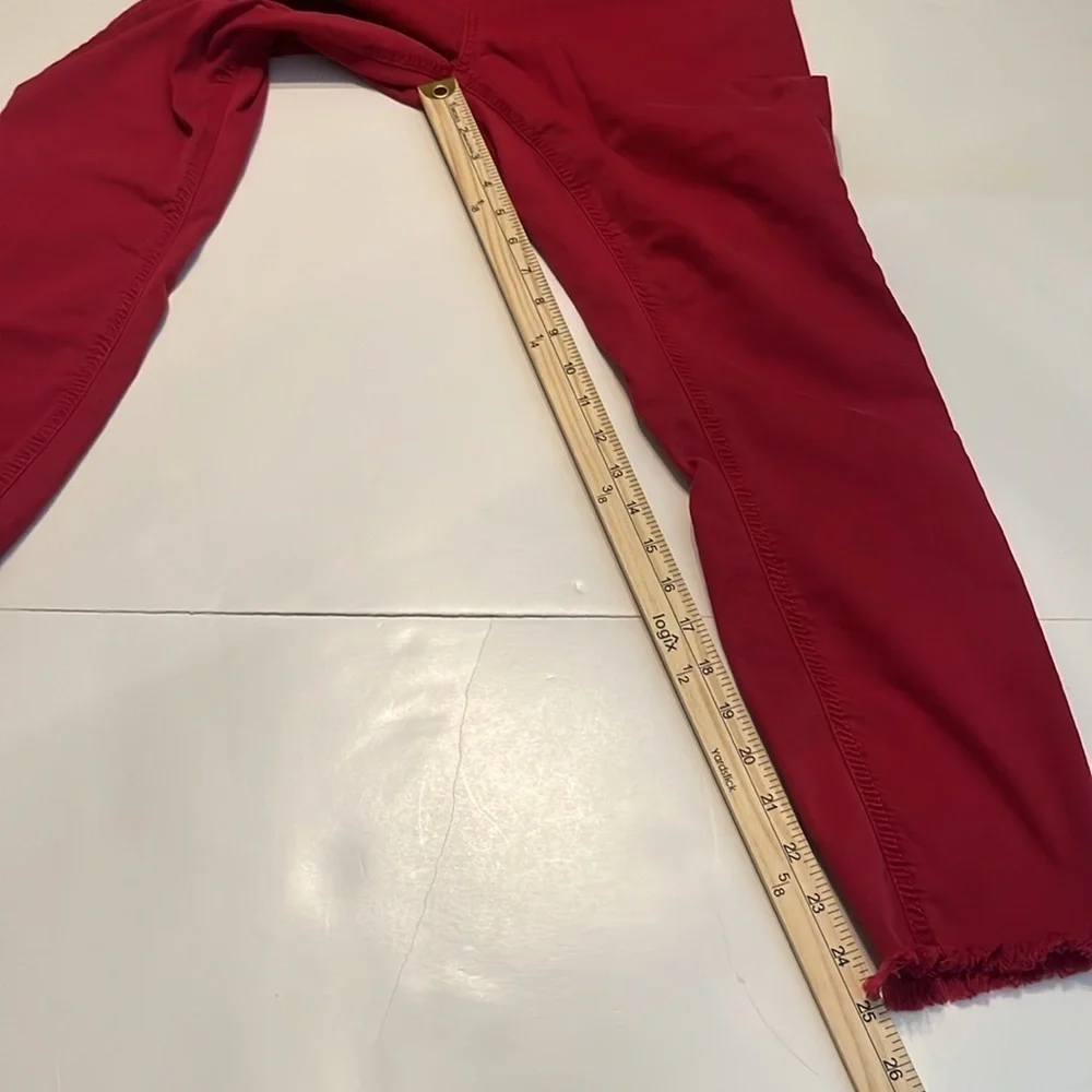 LOFT Red Frayed High Rise Skinny Crop Jeans Size 4